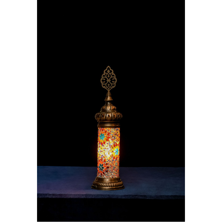 Table lamp-cylinder, colourful mosaic